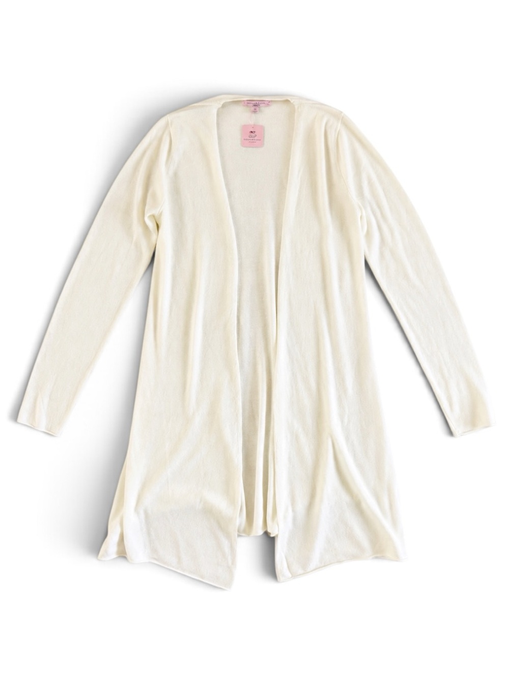 Calypso St. Barth 100% Cashmere Duster Open Front Cardigan Winter White Large